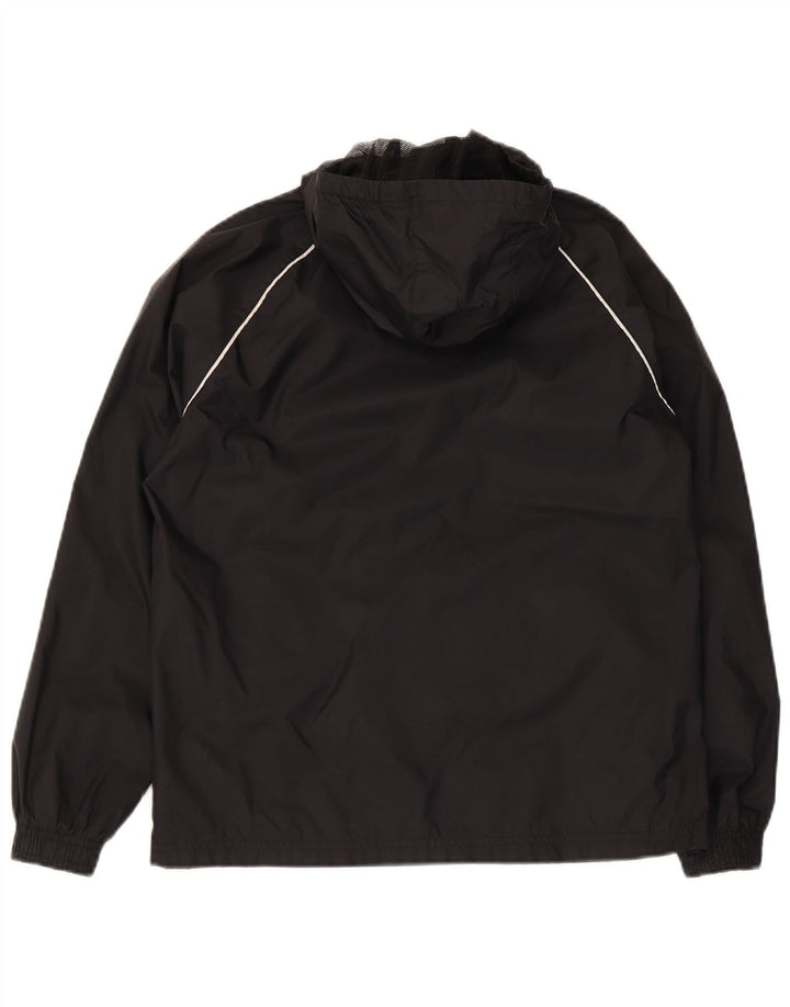 Adidas Boys Hooded Rain Jacket 11-12 Years Black Polyester