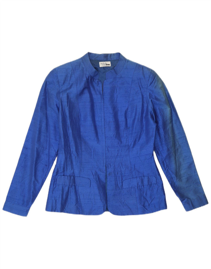 Vintage Womens Blazer Jacket UK 12 Medium Blue Silk