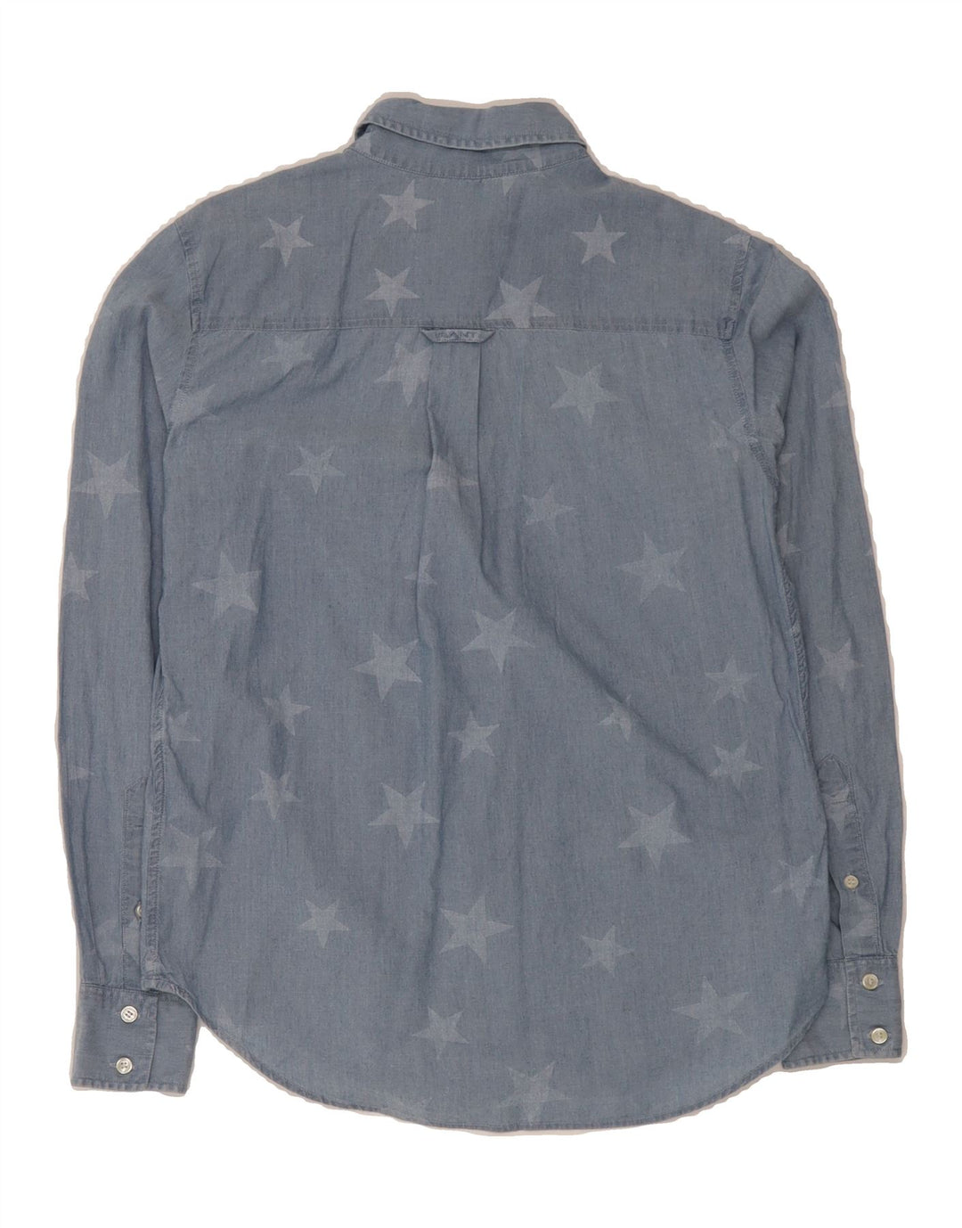 GANT Womens Abstract Pattern Shirt UK 8 Small Blue Cotton Vintage Gant and Second-Hand Gant from Messina Hembry 