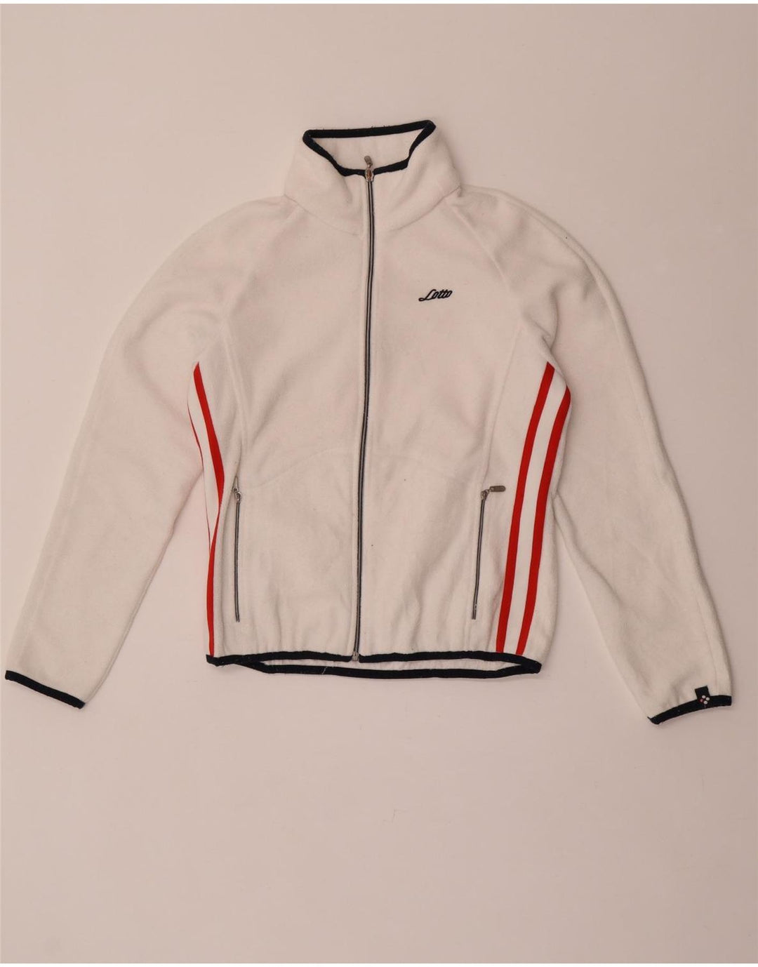Lotto Womens Fleece Jacket UK 14 Medium White Striped