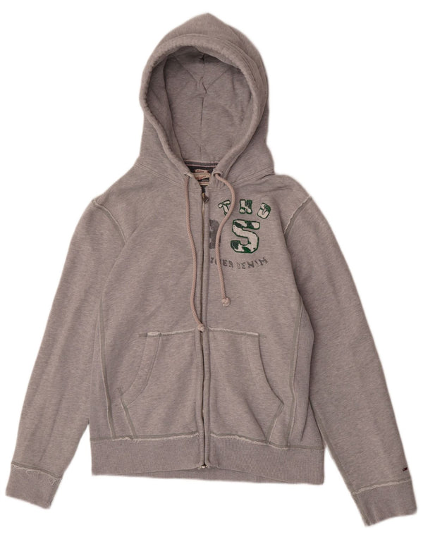Tommy Hilfiger Mens Heritage Graphic Zip Hoodie Sweater Medium Grey Cotton