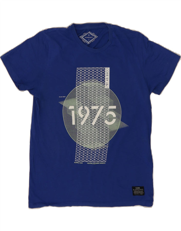 JACK & JONES Mens Graphic T-Shirt Top Medium Blue Cotton Vintage Jack & Jones and Second-Hand Jack & Jones from Messina Hembry 