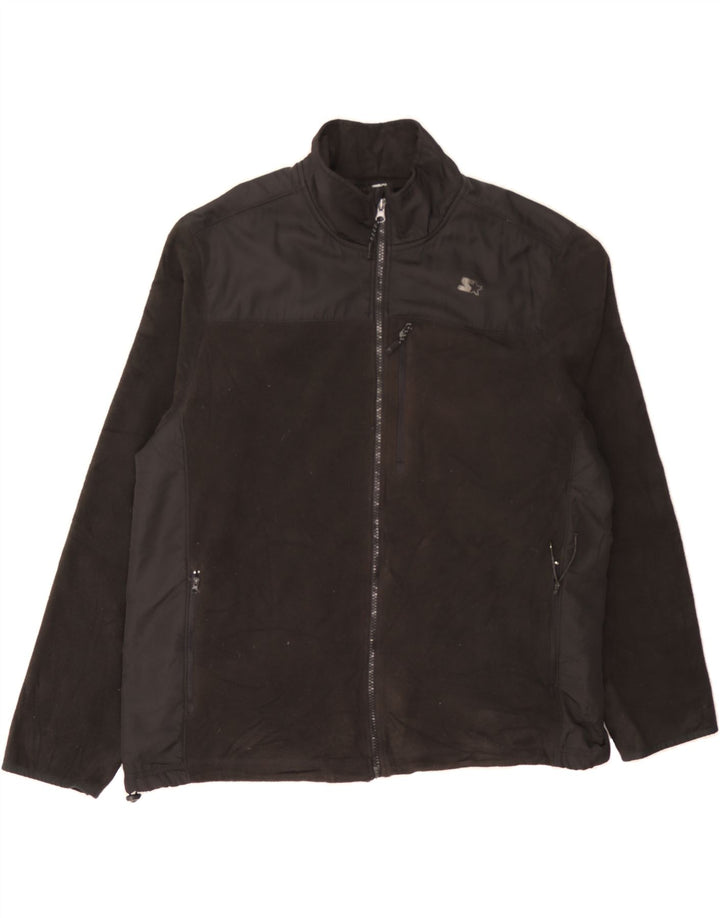 STARTER Mens Fleece Jacket UK 42/44 Large  Black Polyester Vintage Starter and Second-Hand Starter from Messina Hembry 