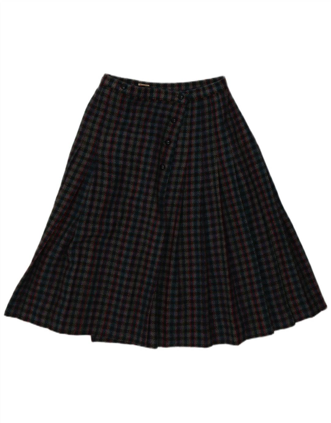 vintage Femme Jupe Plissée W28 Moyen Multicolore Check
