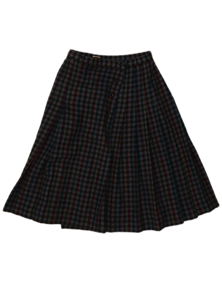 vintage Femme Jupe Plissée W28 Moyen Multicolore Check