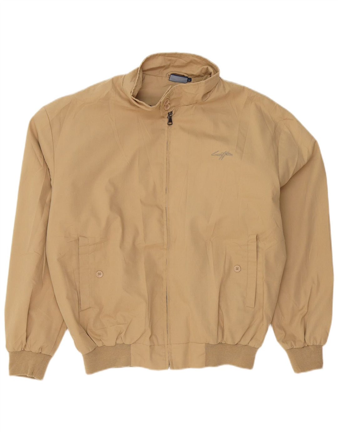 LOTTO Mens Bomber Jacket UK 40 Large Beige Cotton