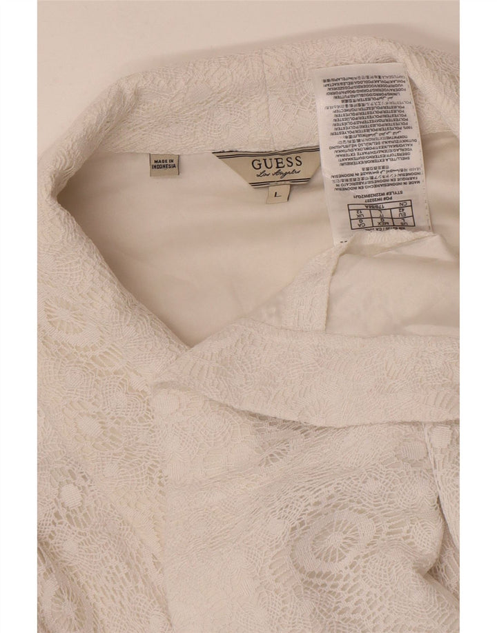 Guess Womens 1 Button Blazer Jacket UK 12 Medium White Polyester