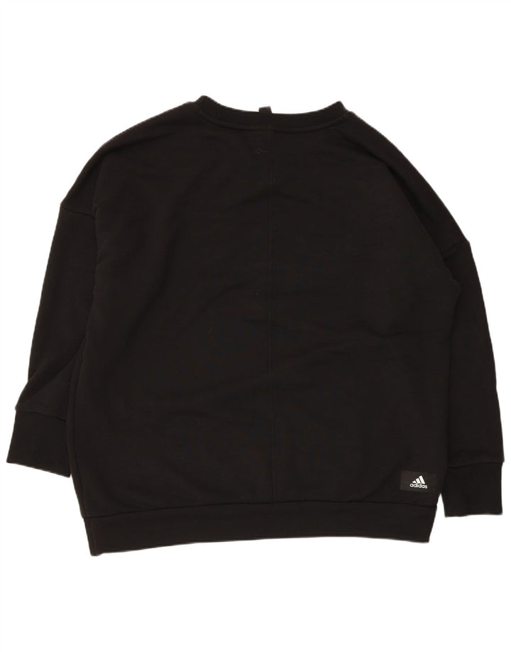 Adidas Womens Graphic Oversized Sweatshirt Jumper UK 12/14 Medium Black