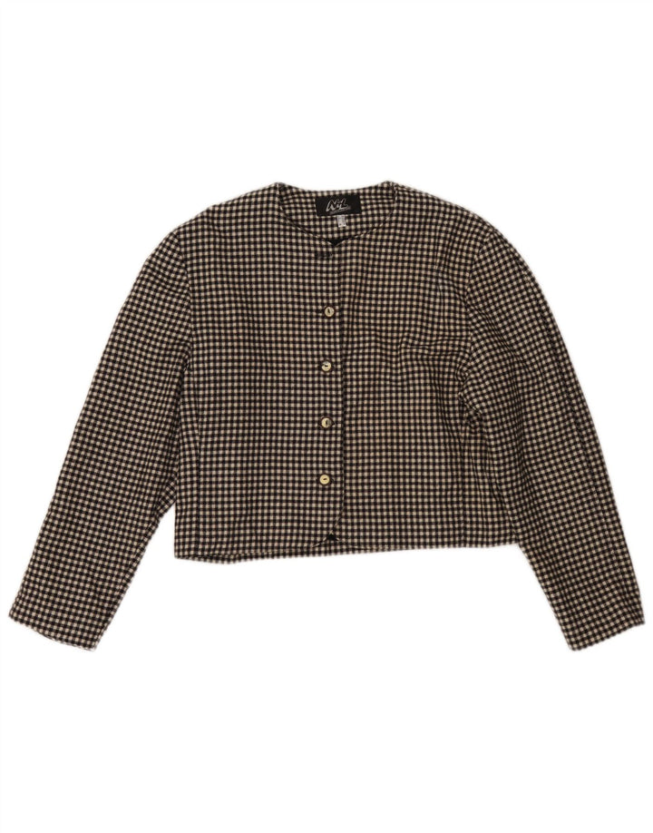 Vintage Womens Bolero Jacket UK 12 Medium Black Houndstooth Wool