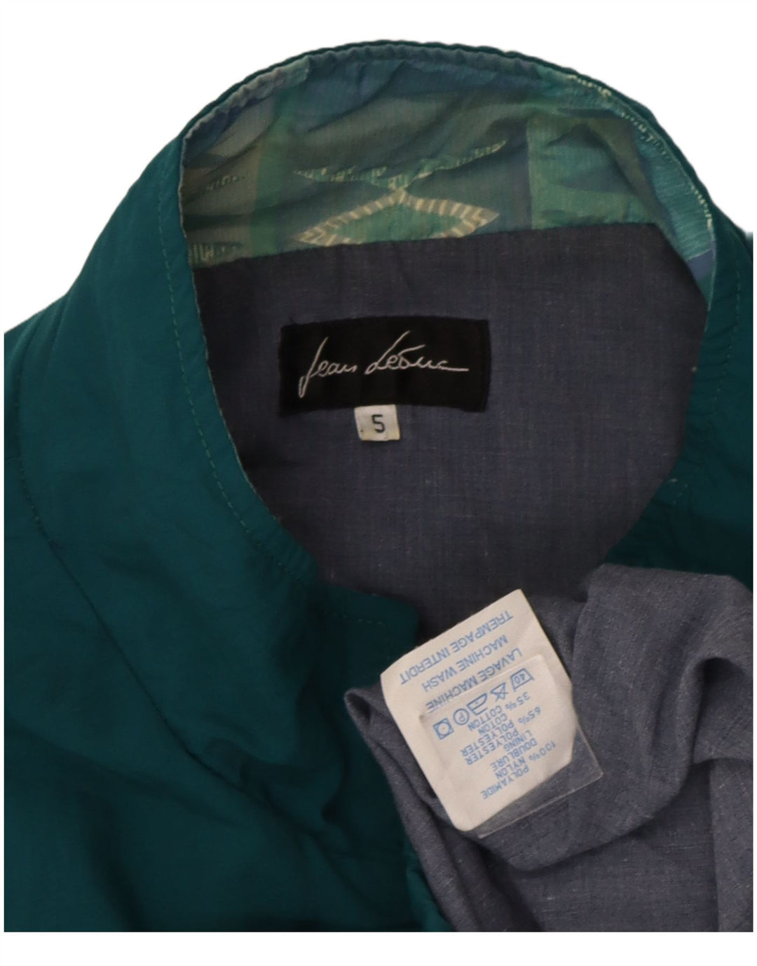 Jean Leduc Mens Tracksuit Top Jacket XL Green Geometric Polyester