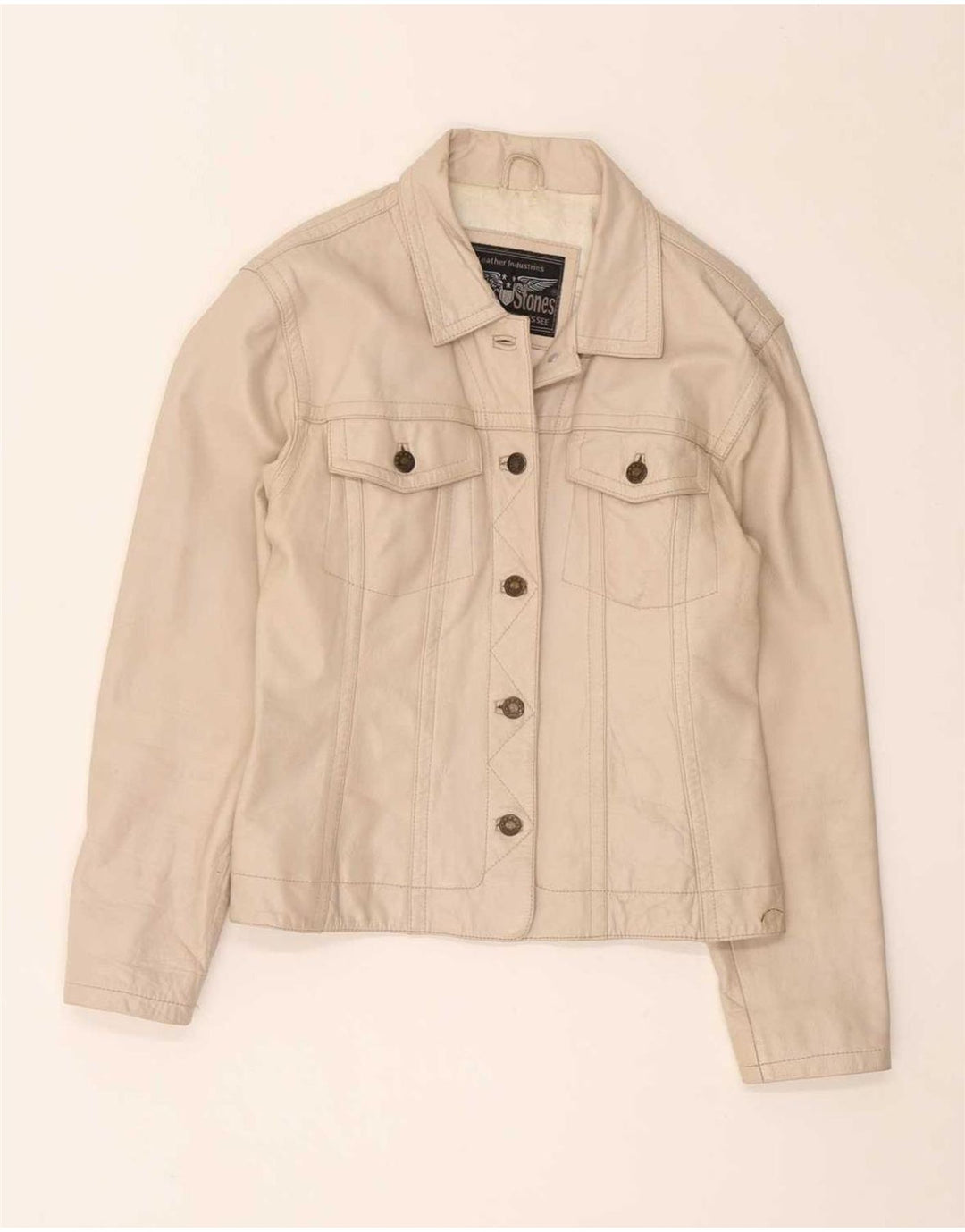 Vintage Damen Lederjacke UK 14 Medium Beige