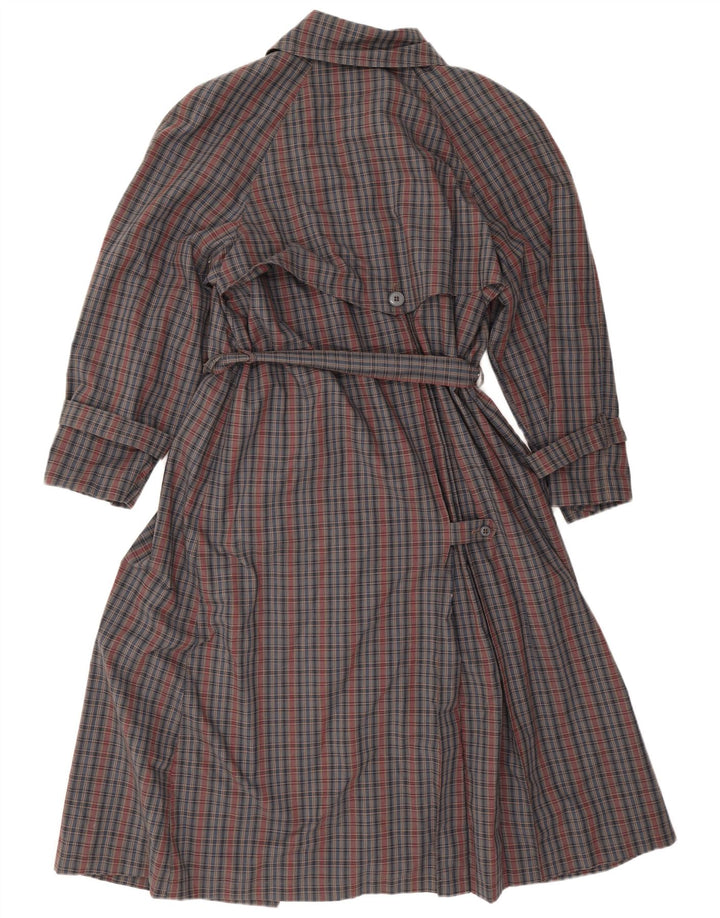 Vintage Womens Trench Coat EU 42 Large Grey Check
