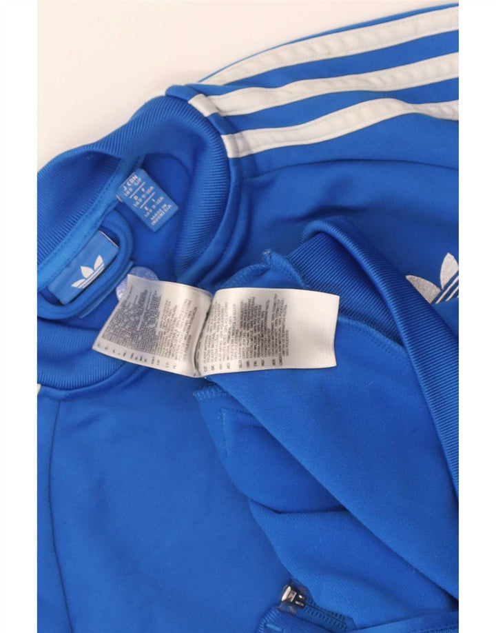 Adidas Boys Tracksuit Top Jacket 9-10 Years Blue Polyester