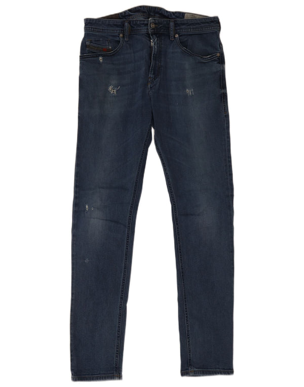 Diesel Mens Thommer Distressed Slim Skinny Jeans W33 L34 Azul Marinho Algodão