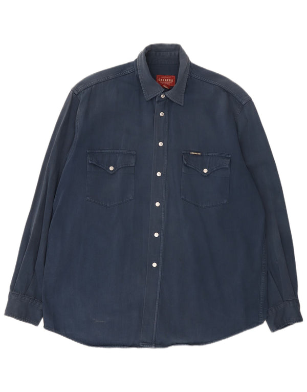 Camicia di jeans da uomo Carrera taglia 41/42 grande cotone blu navy