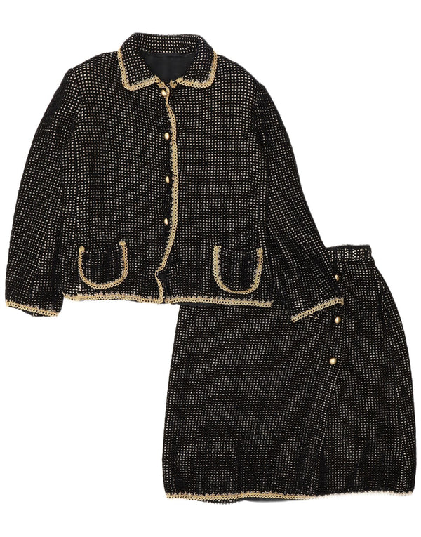 Винтажный женский комплект из 2 юбок UK 14 Medium W30 Черный с геометрическим рисунком