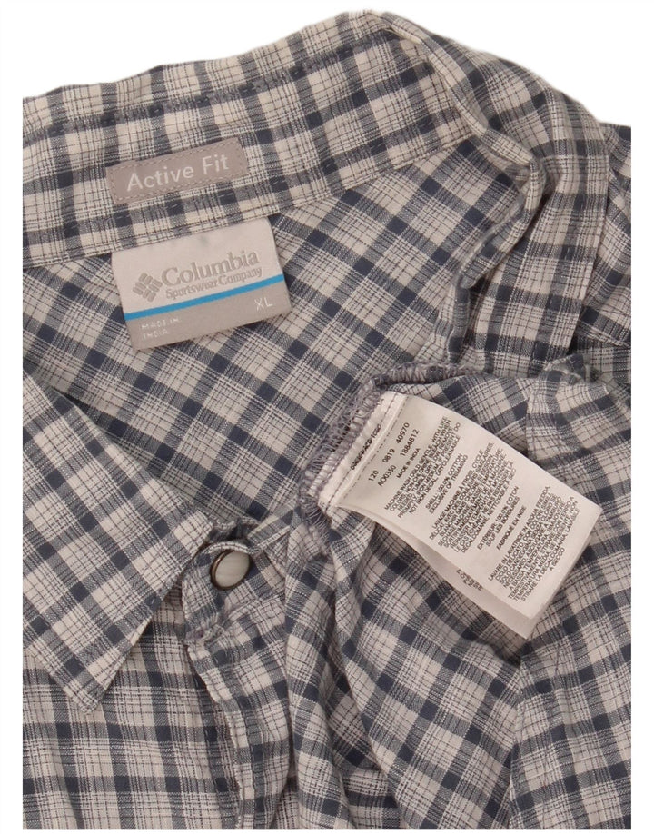 COLUMBIA Mens Active Short Sleeve Shirt XL Blue Check Cotton