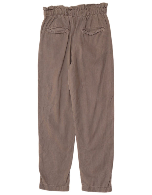 Zara Pantalon décontracté taille haute fuselé pour femme XS W24 L27 Gris Lyocell
