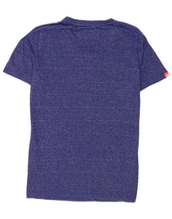 Superdry Mens T-Shirt Top Small Blue Flecked Cotton