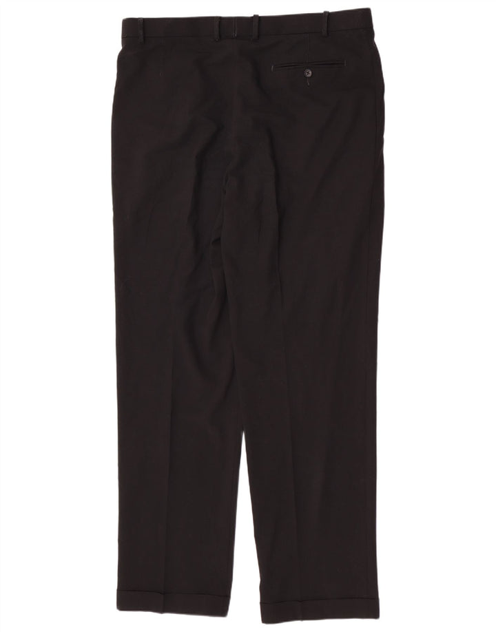 Marks & Spencer Herre Regular Suit Bukser W38 L33 Sort Polyester