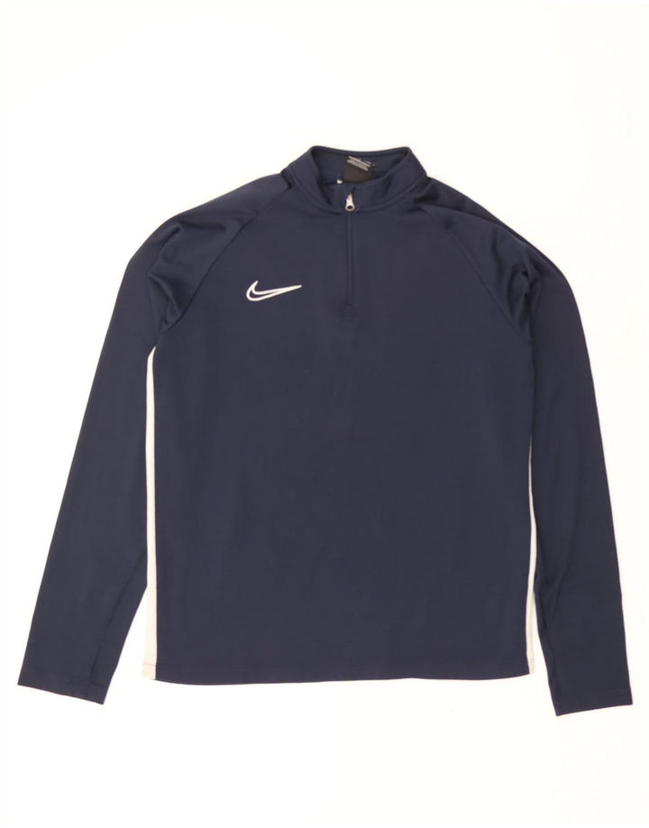 NIKE Boys Dri Fit Pullover Tracksuit Top 13-14 Years XL Navy Blue Vintage Nike and Second-Hand Nike from Messina Hembry 