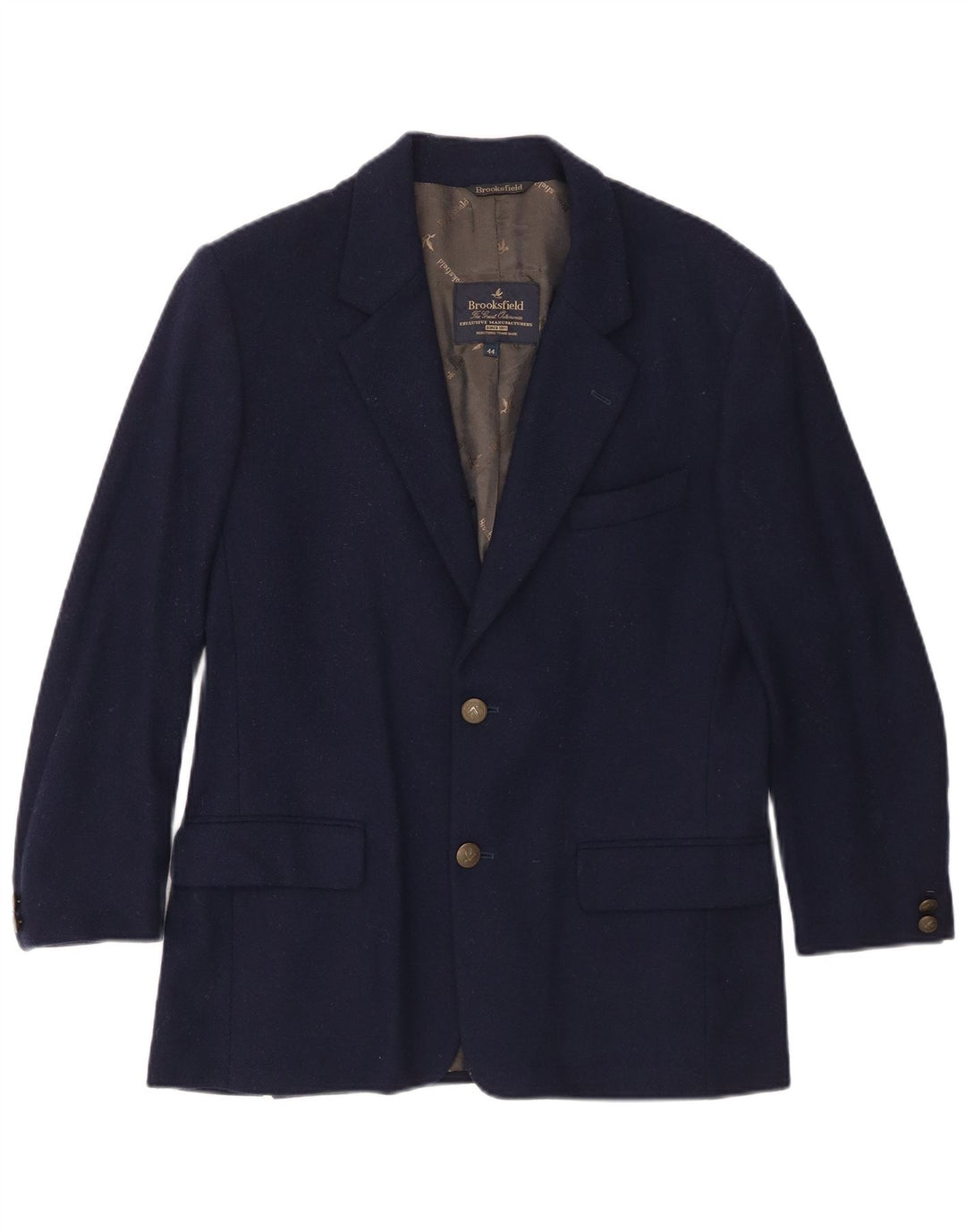 Brooksfield Mens 3/4 Sleeve 2 Button Blazer Jacket IT 44 XS Navy Blue Wool
