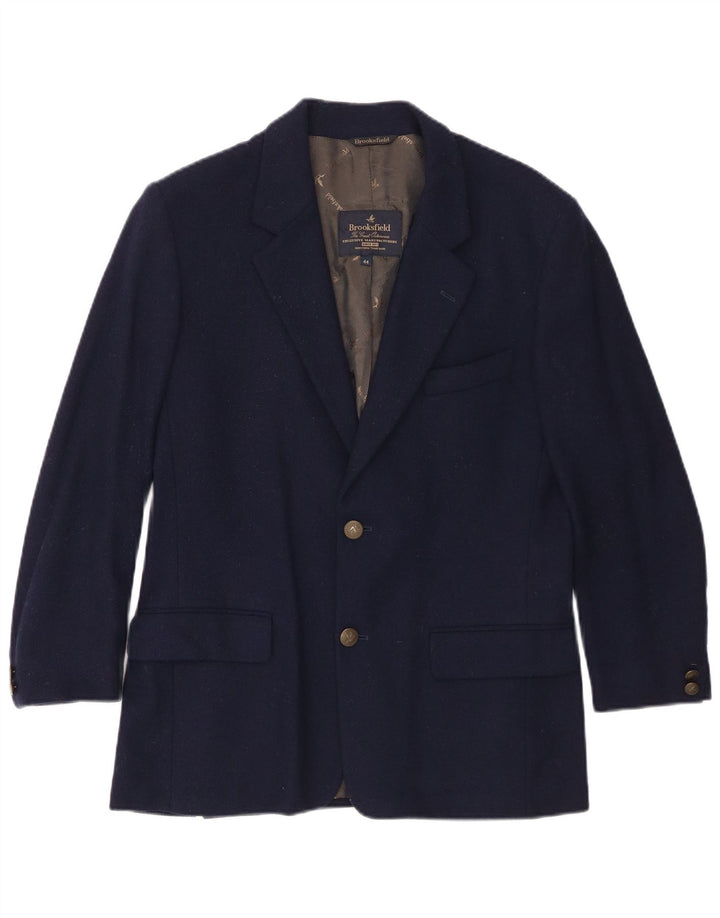 Brooksfield Mens 3/4 Sleeve 2 Button Blazer Jacket IT 44 XS Navy Blue Wool
