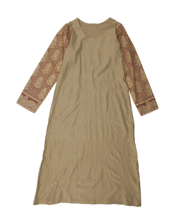 vintage Femme Maxi Robe UK 14 Grand Or Paisley