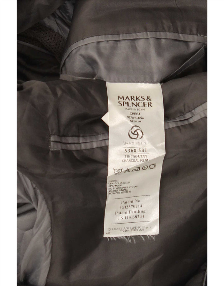 Giacca blazer a 3 bottoni Marks & Spencer da uomo UK 42 grande poliestere grigio