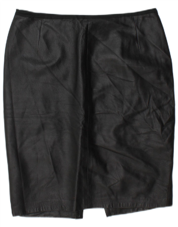 Vintage Womens Leather Skirt W30 Medium Black