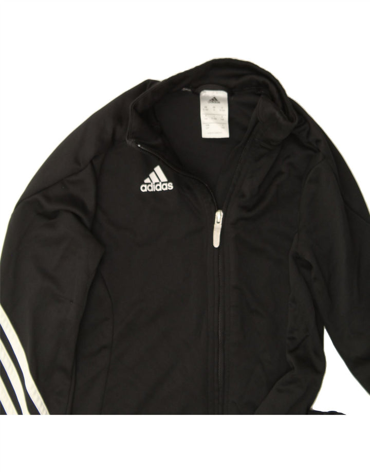 ADIDAS Boys Climalite Graphic Tracksuit Top Jacket 9-10 Years Black Vintage Adidas and Second-Hand Adidas from Messina Hembry 
