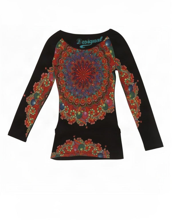 Desigual Γυναικείο γραφικό μακρυμάνικο UK 8 Small Black Paisley