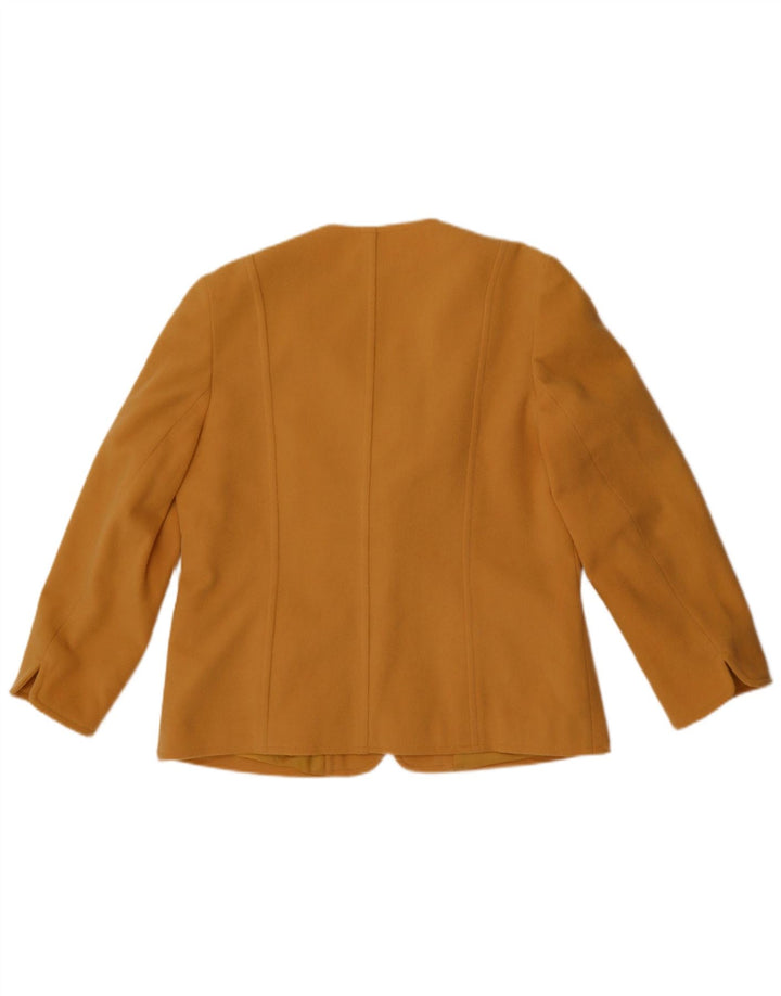 First Avenue Womens 1 Button Blazer Jacket UK 14 Medium Yellow Wool