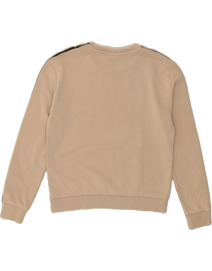FILA Womens Oversized Sweatshirt Jumper UK 10 Small Beige Colourblock Vintage Fila and Second-Hand Fila from Messina Hembry 