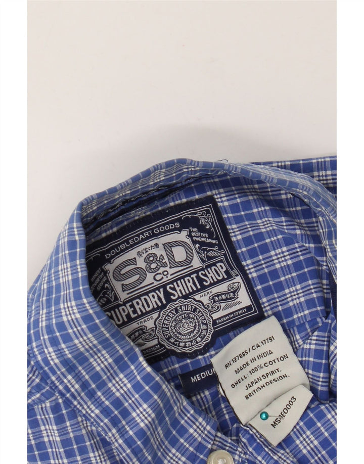 Superdry Mens Shirt Medium Blue Check Cotton