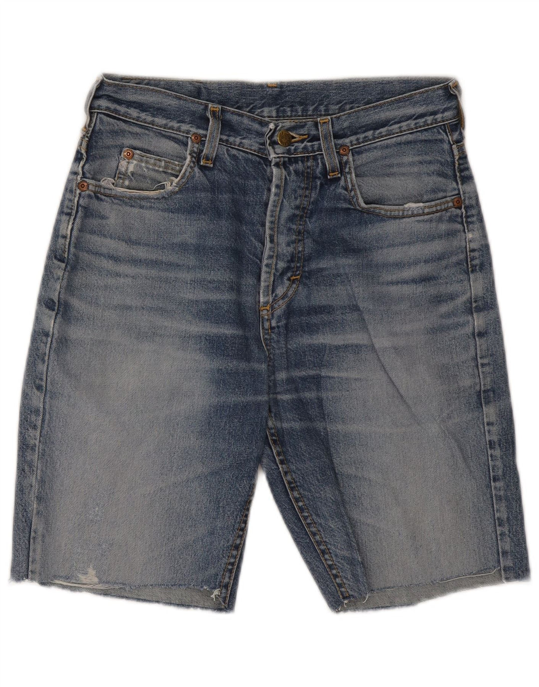 Lee Mens Chicago Distressed Denim Shorts W30 Medium Blue Cotton