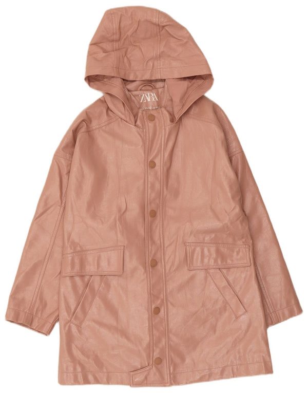 Cappotto Zara per ragazze in ecopelle con cappuccio 11-12 anni in poliuretano rosa