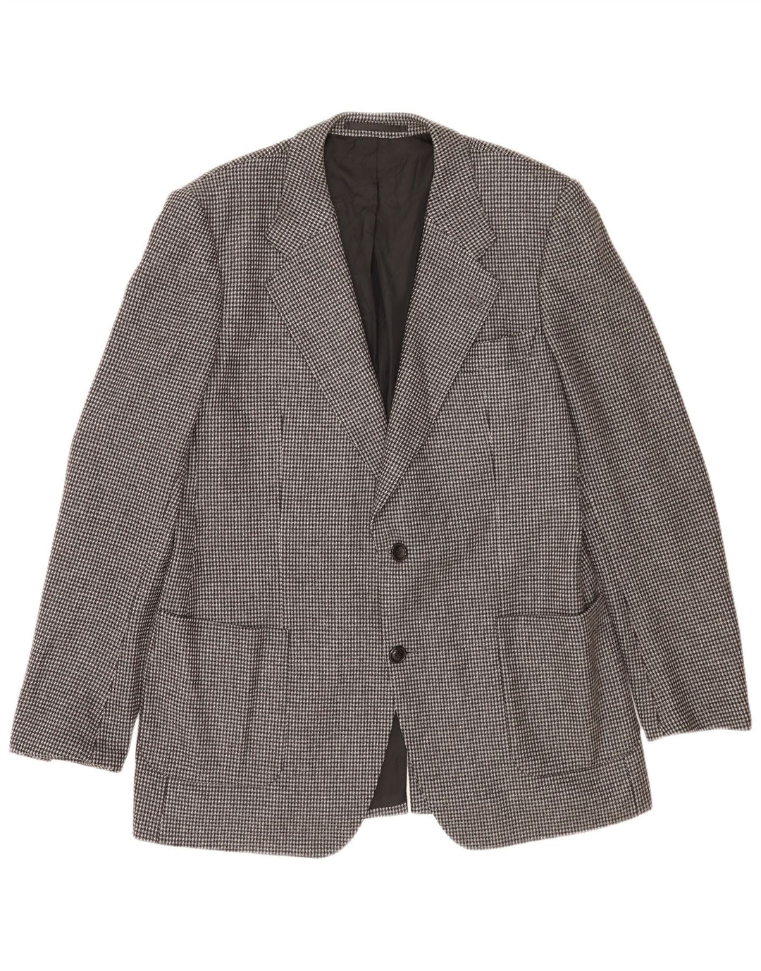 Giacca blazer vintage da uomo a 2 bottoni UK 38 in lana vergine a quadri grigio medio