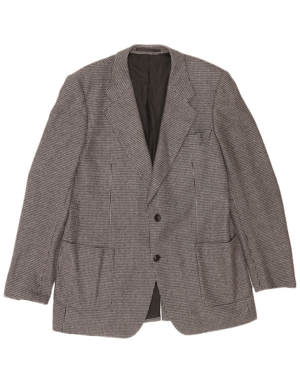 Vintage Mens 2 Button Blazer Jacket UK 38 Medium Grey Check Virgin Wool