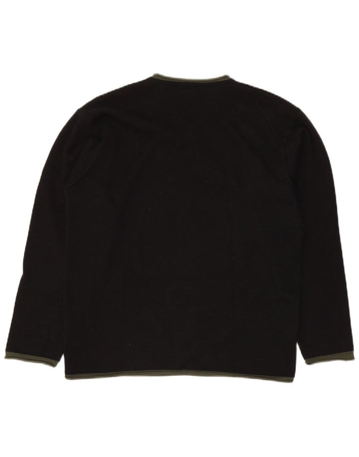 CALVIN KLEIN JEANS Mens V-Neck Jumper Sweater Medium Black Wool