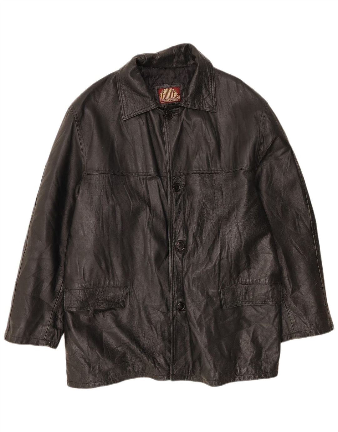 Vintage Mens Leather Jacket IT 56 3XL Black