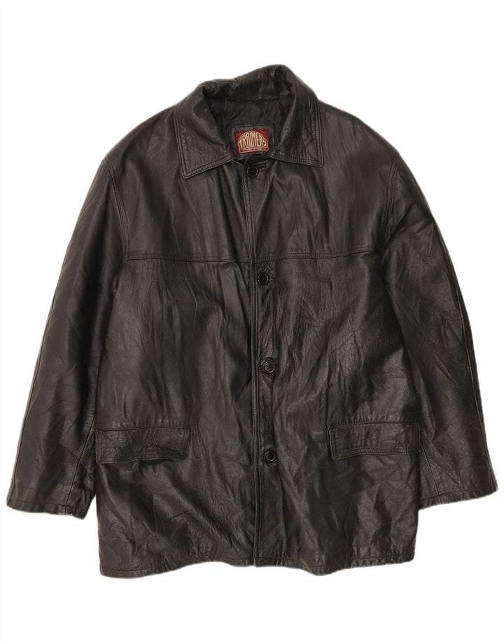 Vintage Mens Leather Jacket IT 56 3XL Black