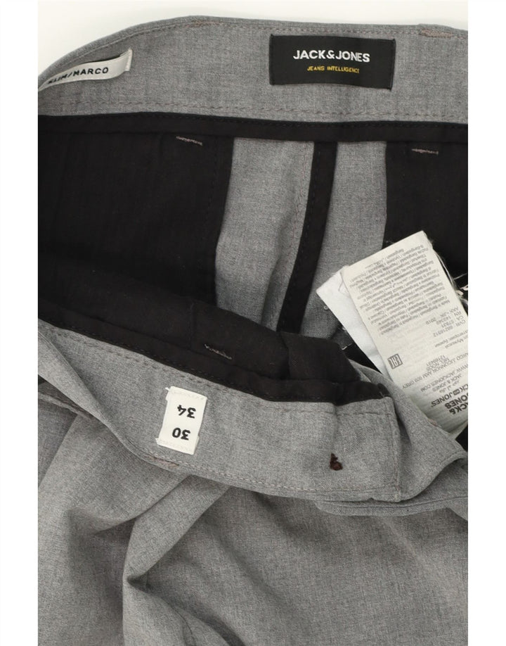 JACK & JONES Mens Marco Slim Suit Trousers W30 L34 Grey Polyester Vintage Jack & Jones and Second-Hand Jack & Jones from Messina Hembry 