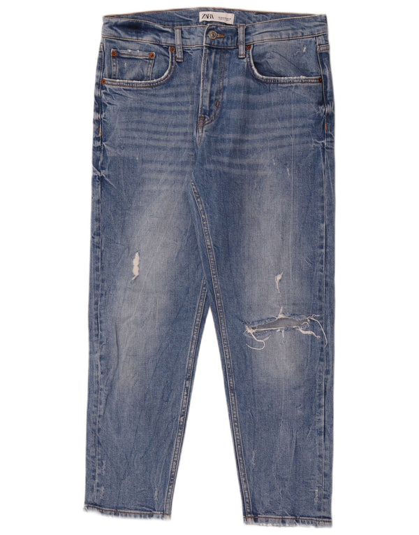 Zara Womens Distressed Slim Jeans EU 40 Medium W30 L26 Blue