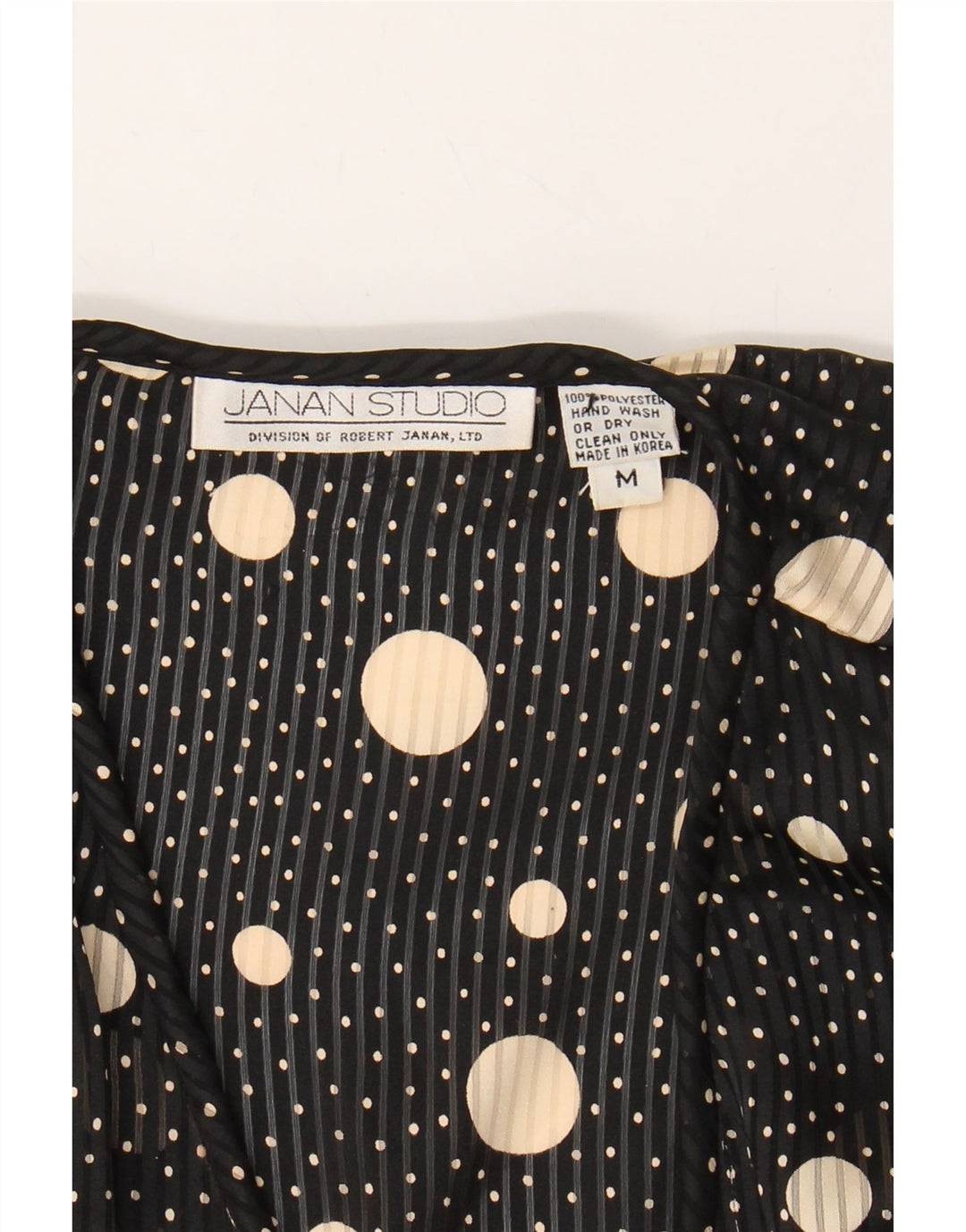 JANAN STUDIO Womens Blouse Top UK 14 Medium Black Polka Dot Polyester Vintage Janan Studio and Second-Hand Janan Studio from Messina Hembry 