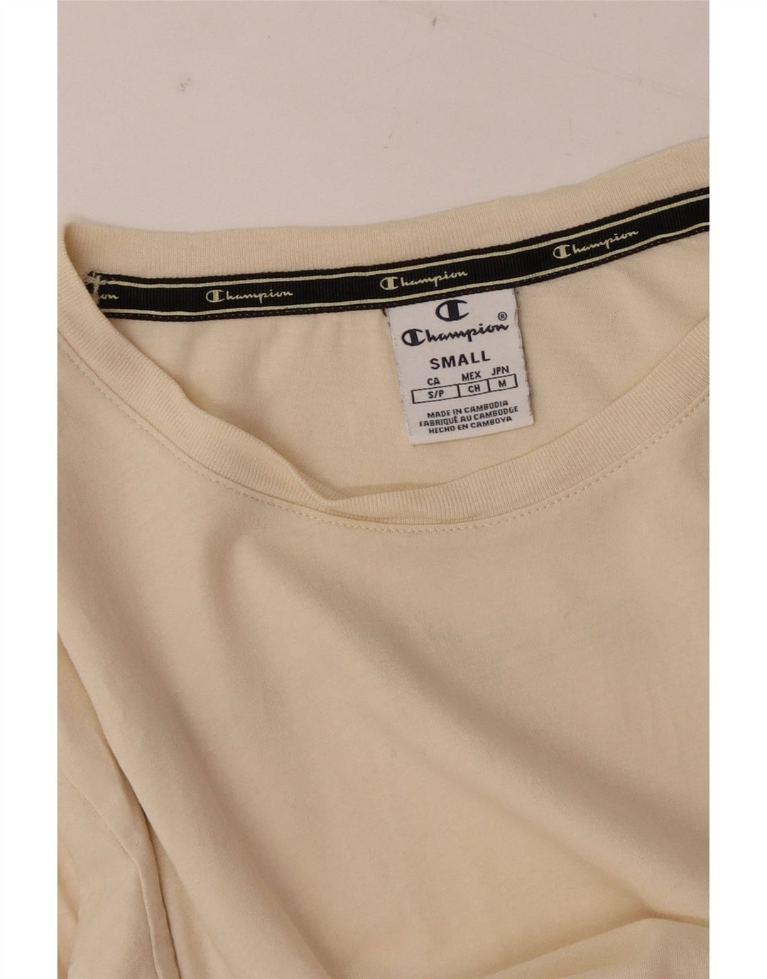 Champion Womens Graphic Top Long Sleeve UK 10 Small Off White