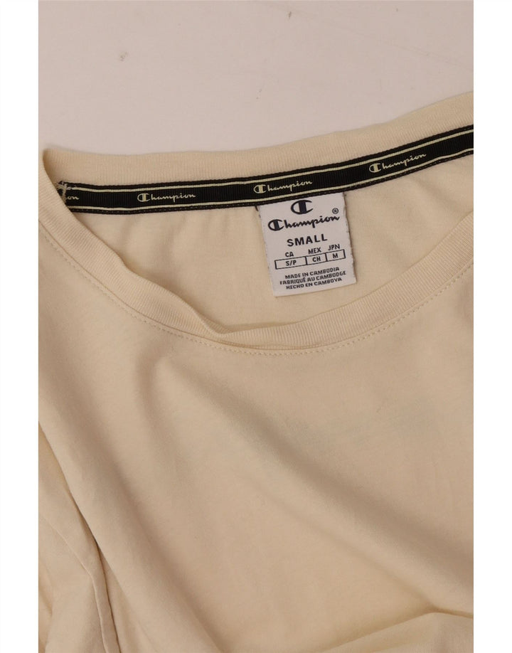 Champion Womens Graphic Top Long Sleeve UK 10 Small Off White