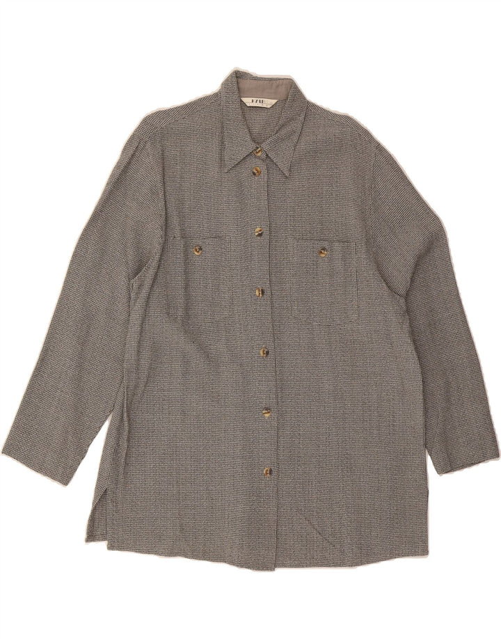 VINTAGE Womens Flannel Shirt EU 42 Large Grey Viscose Vintage Vintage and Second-Hand Vintage from Messina Hembry 