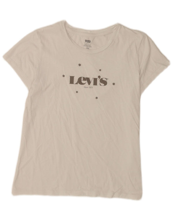T-shirt grafica da donna Levi's Top UK 12 cotone bianco medio