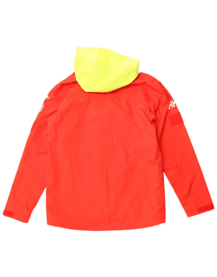 HELLY HANSEN Mens Graphic Hooded Rain Jacket UK 36 Small Red Colourblock